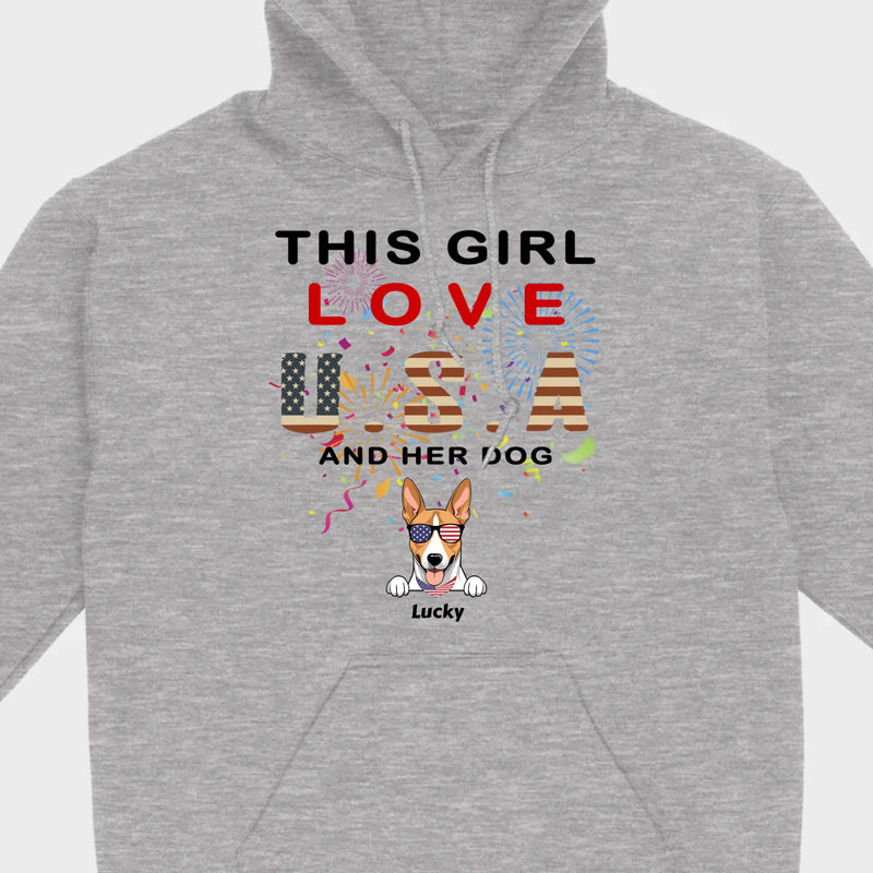 This Girl Loves the USA and Dogs Hoodie – Patriotic Dog Lover Design - 89Prints