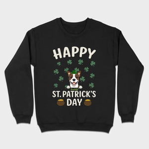 St. Patrick’s Day Dog Shirt – Cute Dog in Leprechaun Hat with Gold Pots & “Happy St. Patrick’s Day” Graphic - 89Prints