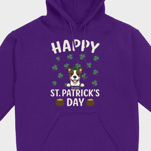 St. Patrick’s Day Dog Shirt – Cute Dog in Leprechaun Hat with Gold Pots & “Happy St. Patrick’s Day” Graphic - 89Prints