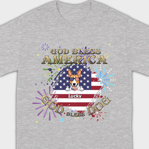 Personalized USA Flag Dog Shirt – God Bless America Fireworks Design - 89Prints