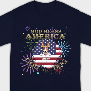 Personalized USA Flag Dog Shirt – God Bless America Fireworks Design - 89Prints