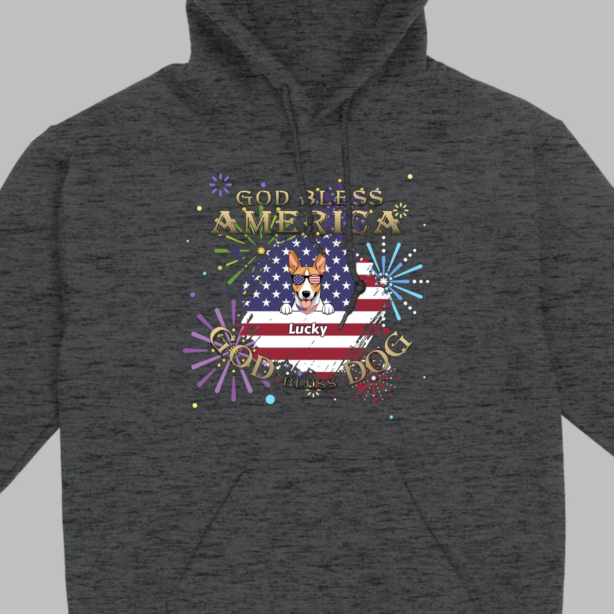 Personalized USA Flag Dog Shirt – God Bless America Fireworks Design - 89Prints