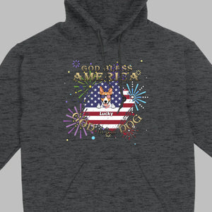 Personalized USA Flag Dog Shirt – God Bless America Fireworks Design - 89Prints