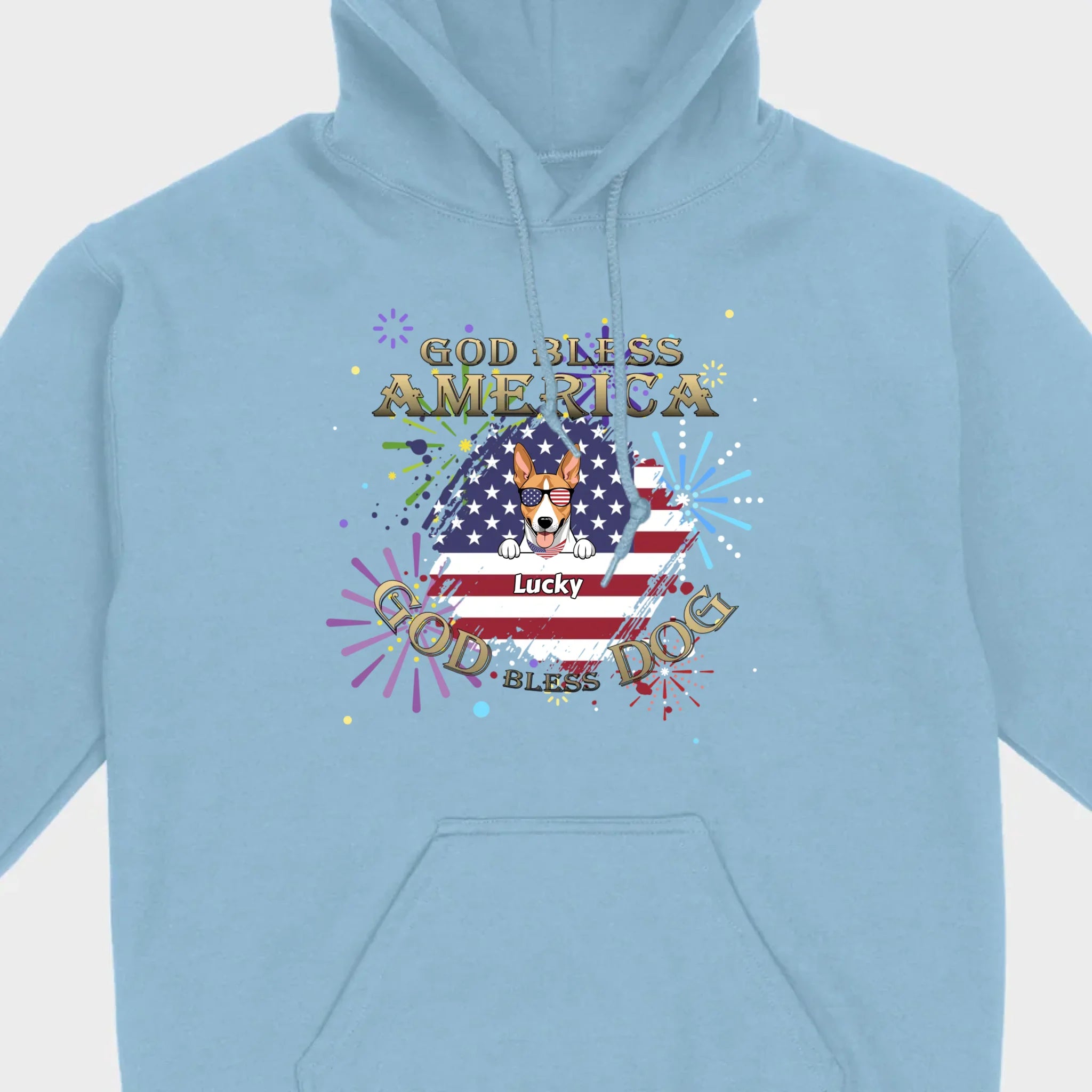 Personalized USA Flag Dog Shirt – God Bless America Fireworks Design - 89Prints