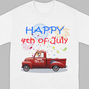 Personalized 4th of July Dog Shirt – Happy 4th of July Day Pup with Fireworks - 89Prints