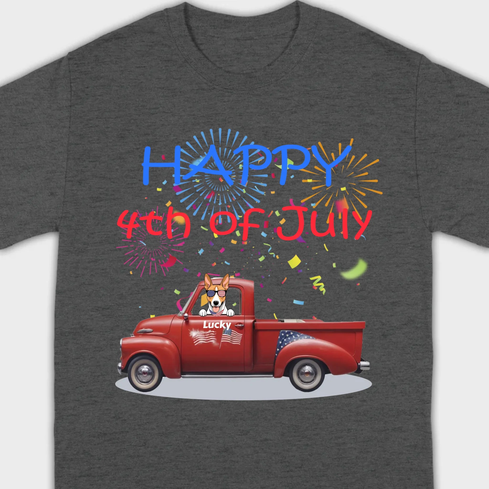 Personalized 4th of July Dog Shirt – Happy 4th of July Day Pup with Fireworks - 89Prints