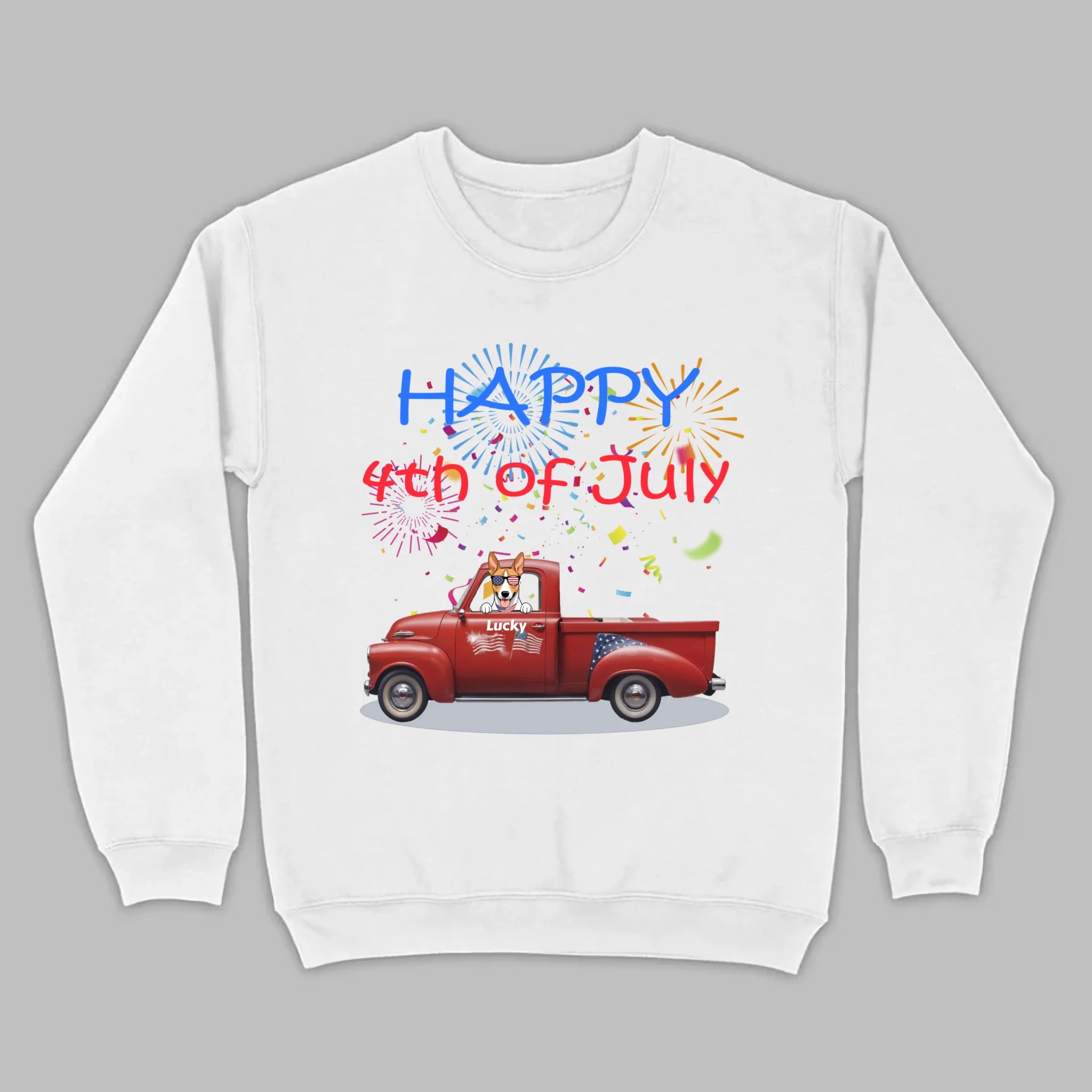 Personalized 4th of July Dog Shirt – Happy 4th of July Day Pup with Fireworks - 89Prints