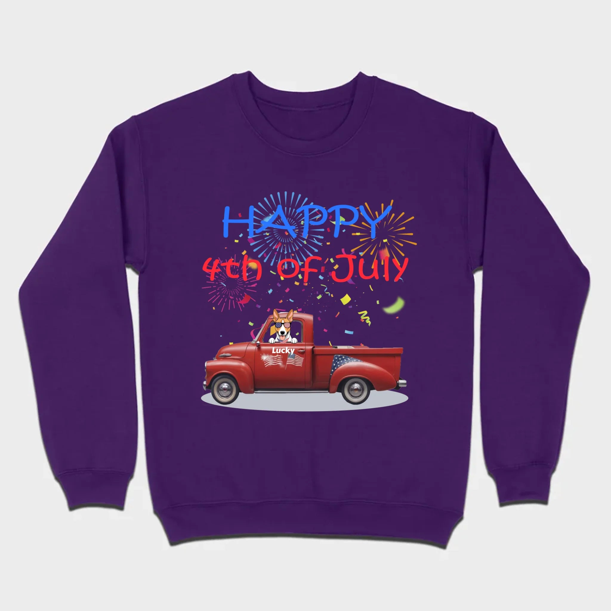 Personalized 4th of July Dog Shirt – Happy 4th of July Day Pup with Fireworks - 89Prints