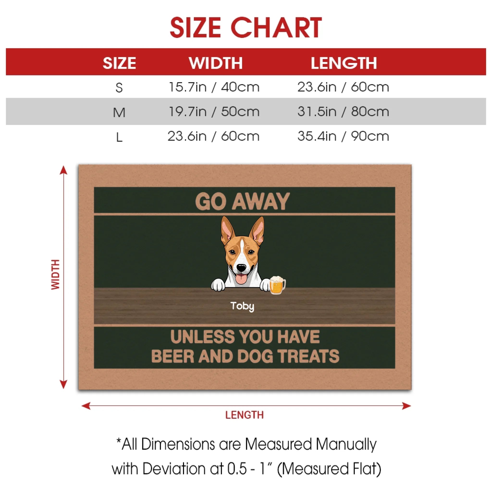 Chic Dog Doormat – Go Away Unless You Have Beer and Dog Treats - 89Prints