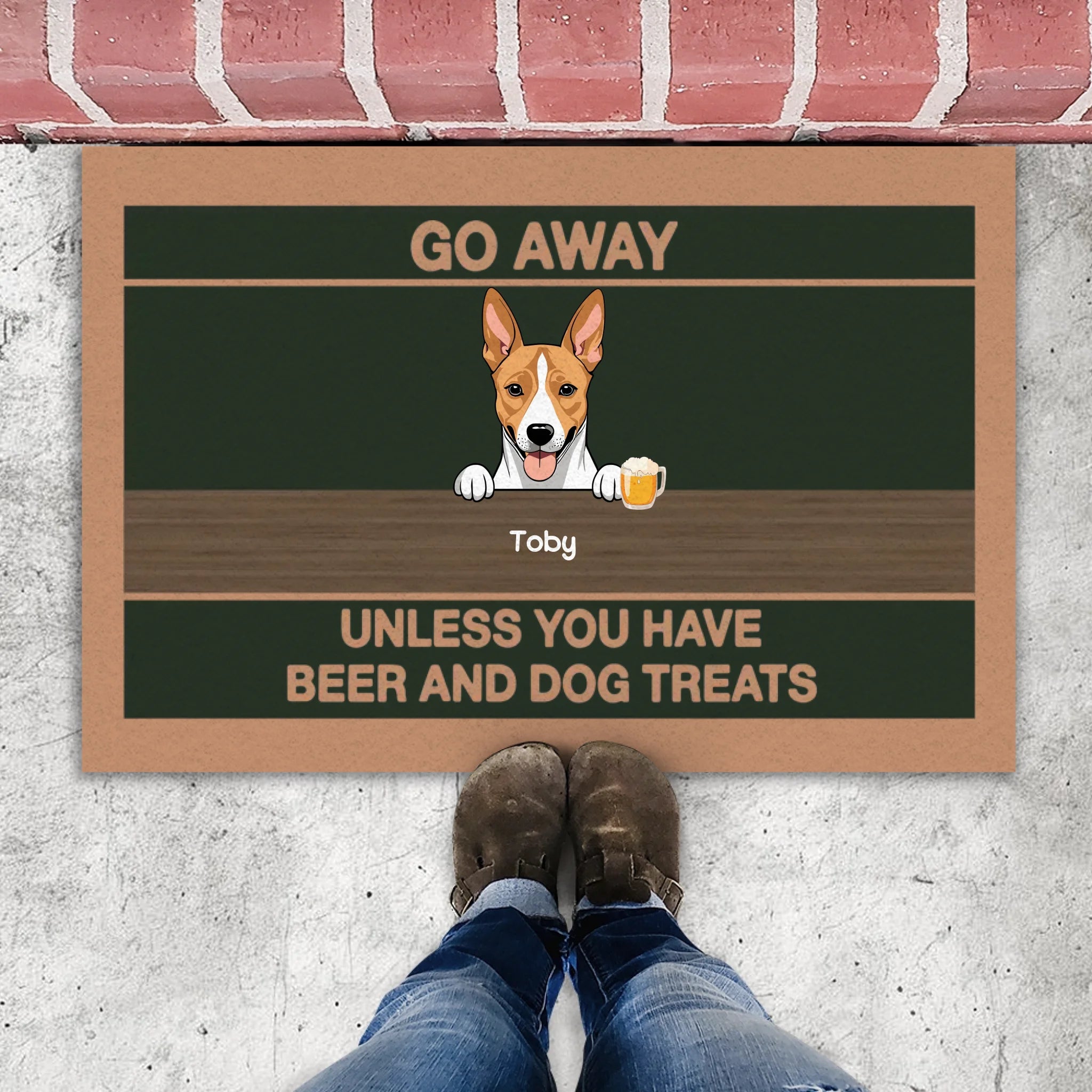 Chic Dog Doormat – Go Away Unless You Have Beer and Dog Treats - 89Prints