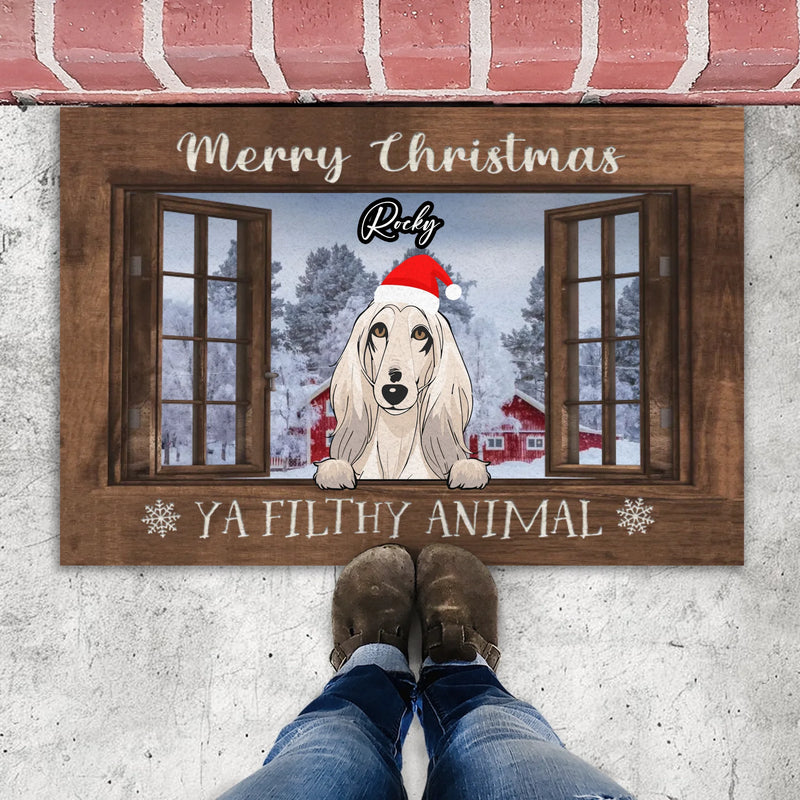 Merry Christmas Custom Dog & Cat Doormat | Personalized Pet Name Holiday Mat – 89Prints