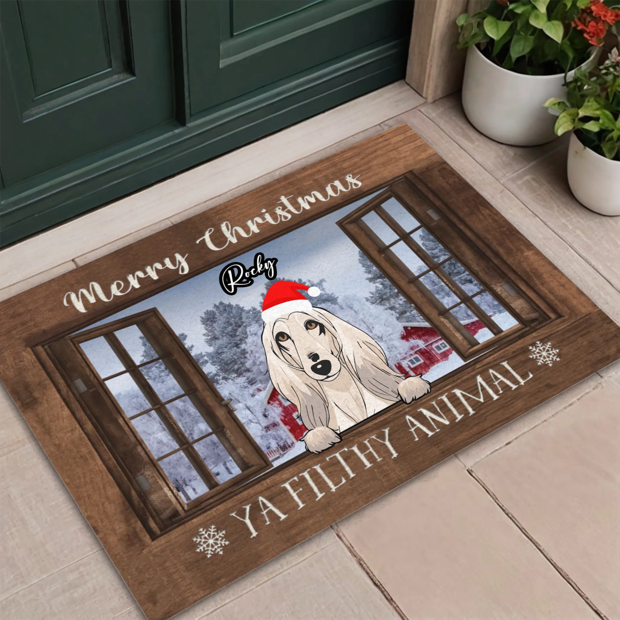 Merry Christmas Custom Dog & Cat Doormat | Personalized Pet Name Holiday Mat – 89Prints
