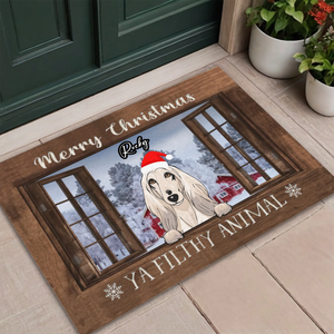 Merry Christmas Custom Dog & Cat Doormat | Personalized Pet Name Holiday Mat – 89Prints