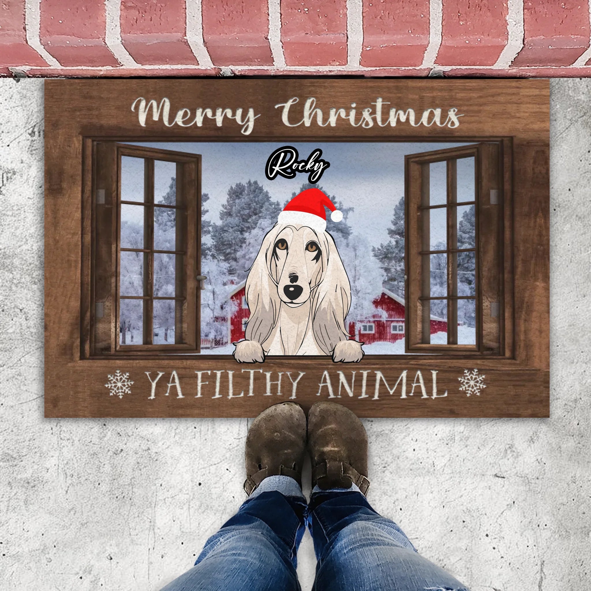 Merry Christmas Custom Dog & Cat Doormat | Personalized Pet Name Holiday Mat – 89Prints