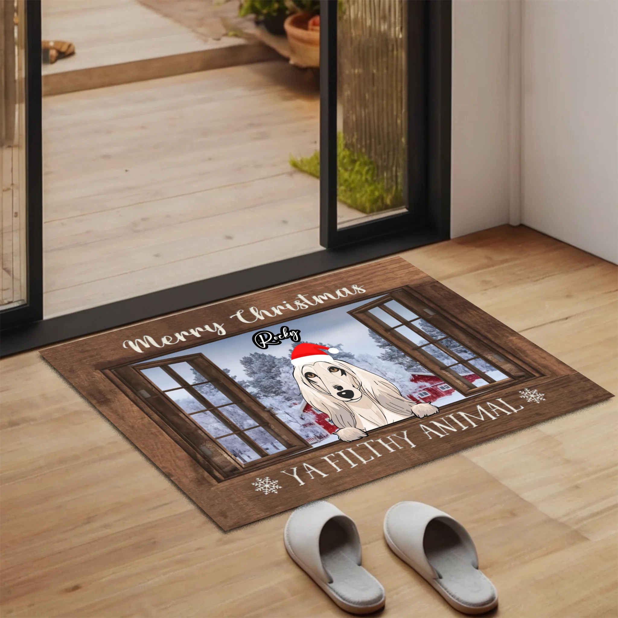 Merry Christmas Custom Dog & Cat Doormat | Personalized Pet Name Holiday Mat – 89Prints
