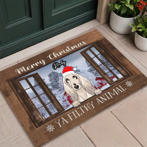 Merry Christmas Custom Dog & Cat Doormat | Personalized Pet Name Holiday Mat – 89Prints