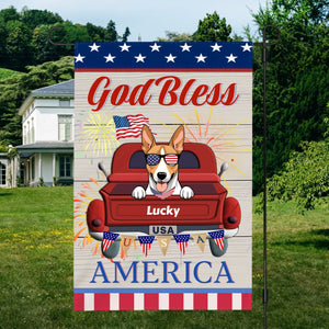 Patriotic Custom Dog Flag – Bless America with Your Dog’s Name by 89Prints