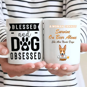 A Woman Cannot Survive on Beer Alone Mug – Funny Beer & Dog Lover Gift for Her - 89Prints