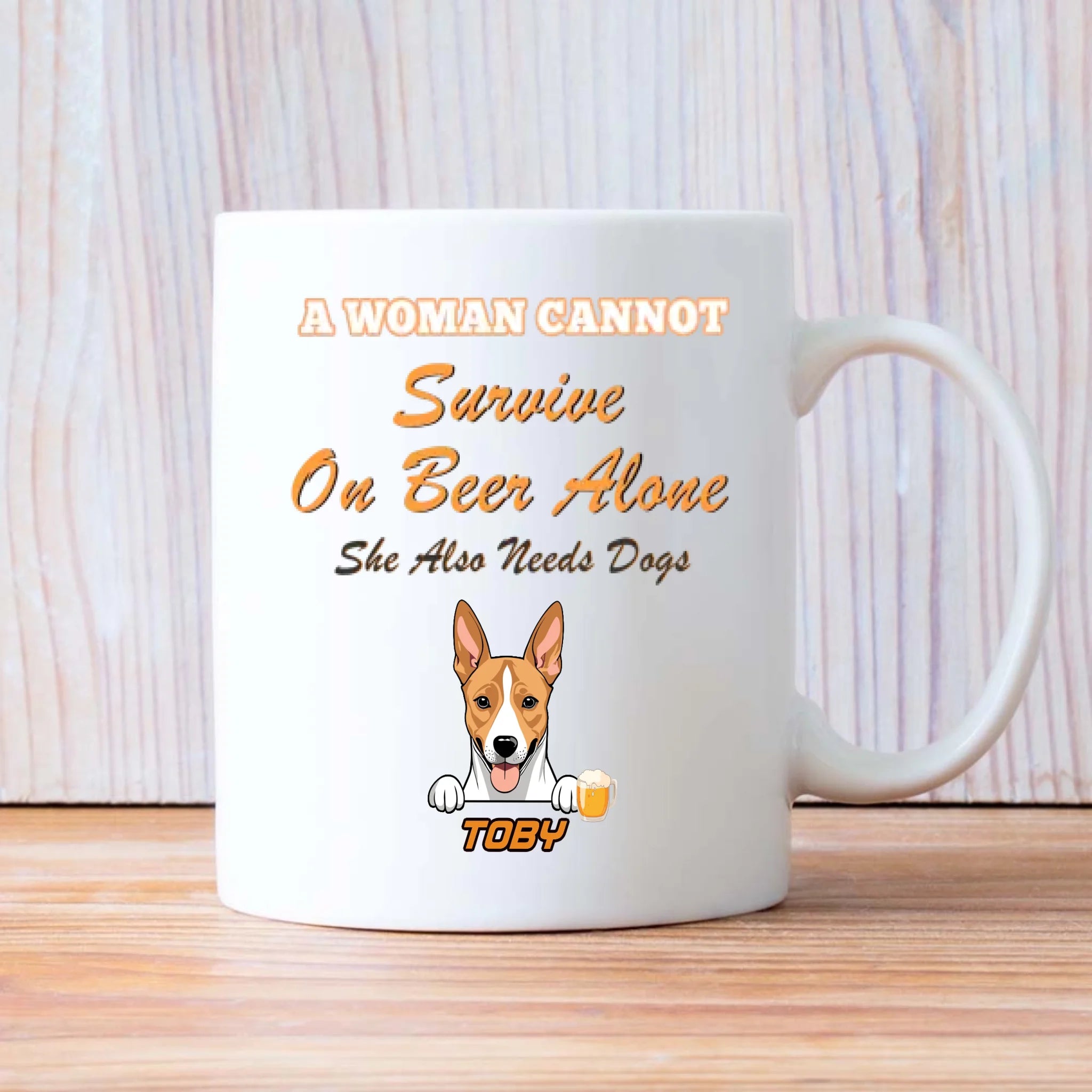 A Woman Cannot Survive on Beer Alone Mug – Funny Beer & Dog Lover Gift for Her - 89Prints