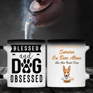 A Woman Cannot Survive on Beer Alone Mug – Funny Beer & Dog Lover Gift for Her - 89Prints