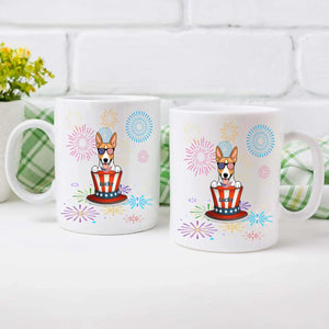 Personalized Fourth of July Dog Mug – Cute Patriotic Dogs with Custom Pet Names - 89Prints
