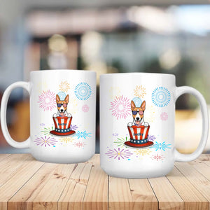 Personalized Fourth of July Dog Mug – Cute Patriotic Dogs with Custom Pet Names - 89Prints