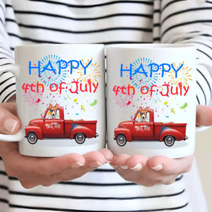 4th of July Red Truck Mug with Dog – Custom Independence Day Gift - 89Prints