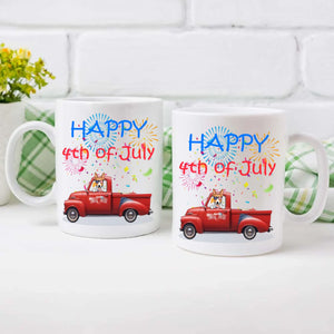 4th of July Red Truck Mug with Dog – Custom Independence Day Gift - 89Prints