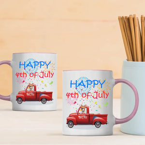 4th of July Red Truck Mug with Dog – Custom Independence Day Gift - 89Prints
