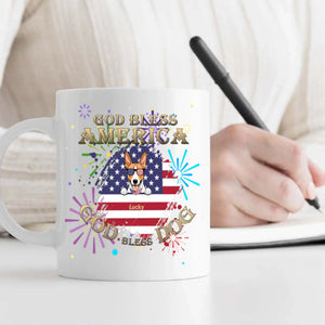 Dog Lover Mug – American Flag Design with “GOD BLESS AMERICA” & “GOD DOG BLESS” - 89Prints