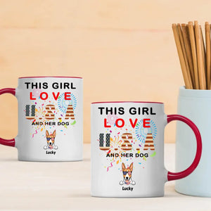 Custom Dog Mug – “This Girl Loves USA and Her Dog” with Patriotic Dog Graphic - 89Prints