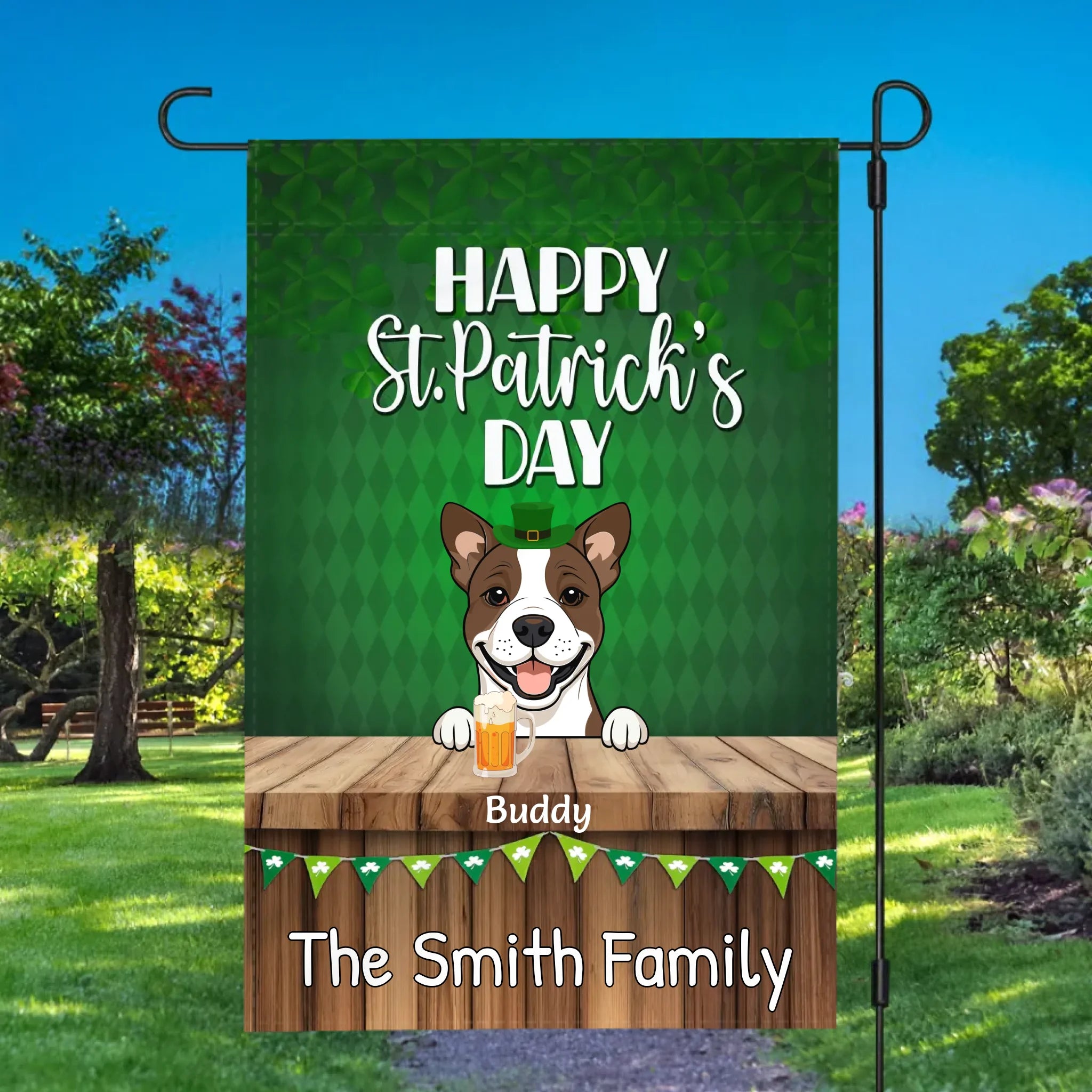 Custom St. Patrick's Day Dog Flag – Personalized Icons & Names | 89Prints