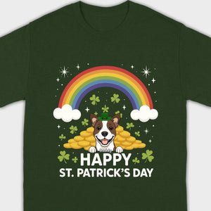 Holiday Rainbow Tee – St. Patrick’s Day Shirt with Cute Dog & Green Accents - 89Prints