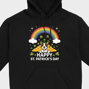 Holiday Rainbow Tee – St. Patrick’s Day Shirt with Cute Dog & Green Accents - 89Prints
