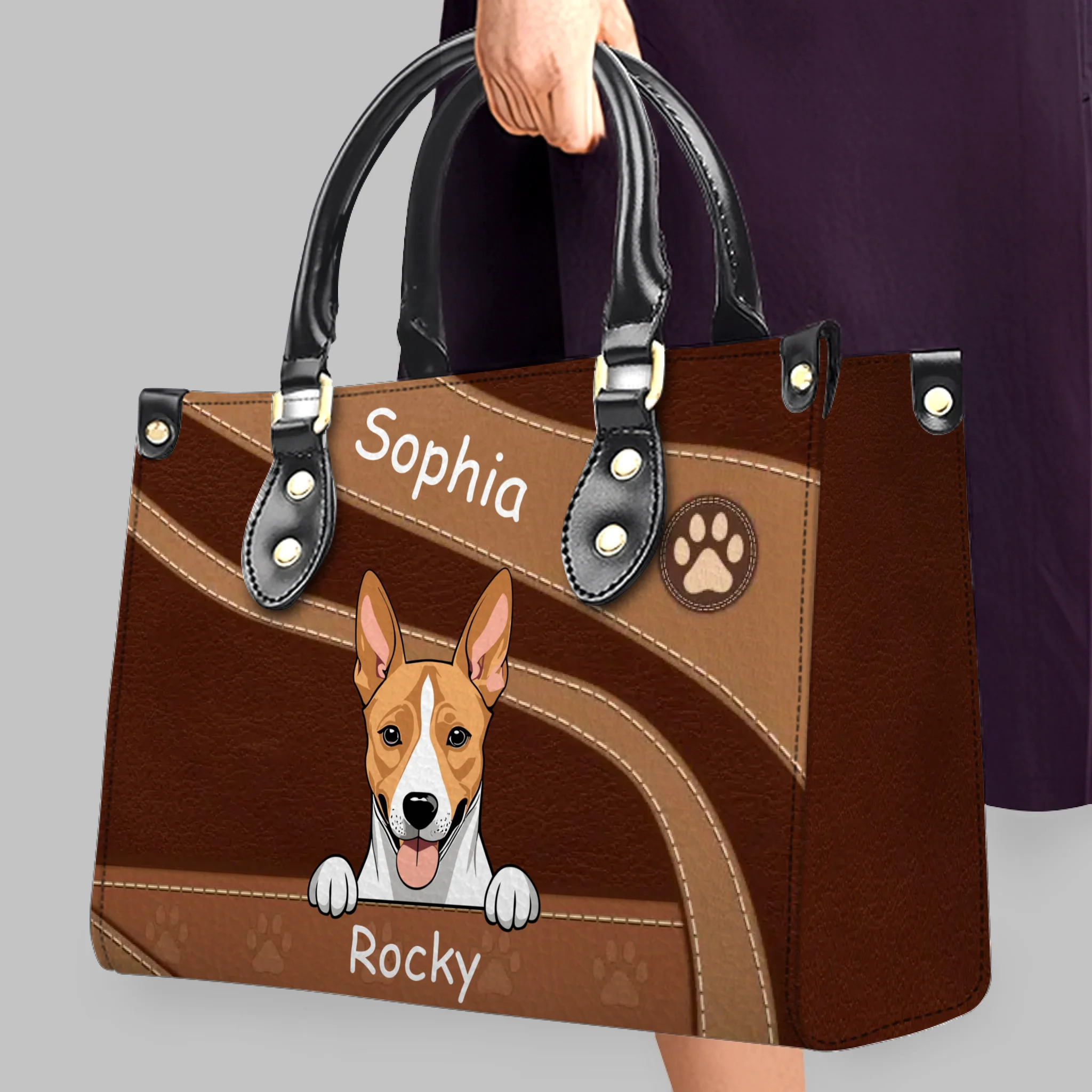 Customized Handbags With Name – Fur Baby Leather HandBag For Dog Groomers- 89Prints