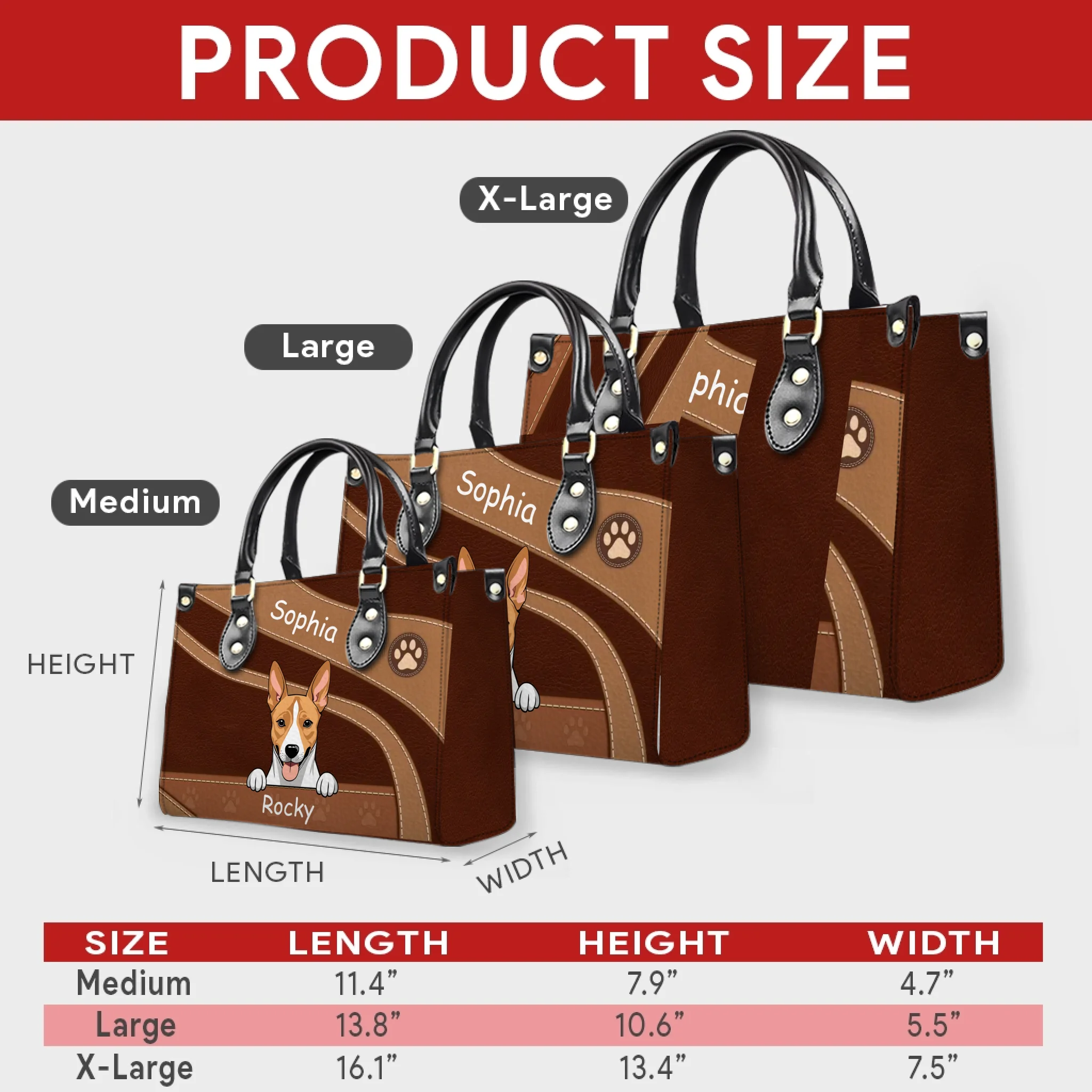 Customized Handbags With Name – Fur Baby Leather HandBag For Dog Groomers- 89Prints
