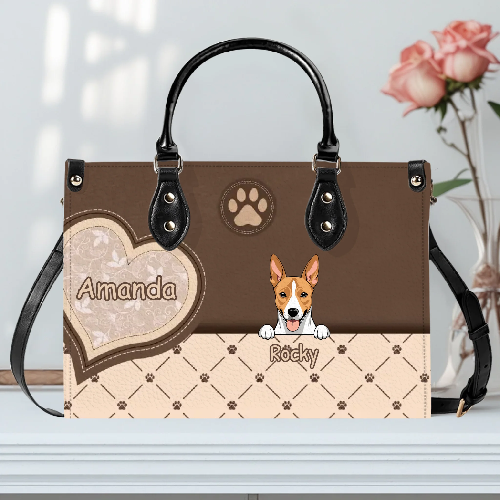 Personalized Multi-Pet Handbag with Custom Names and Illustrations - 89Prints