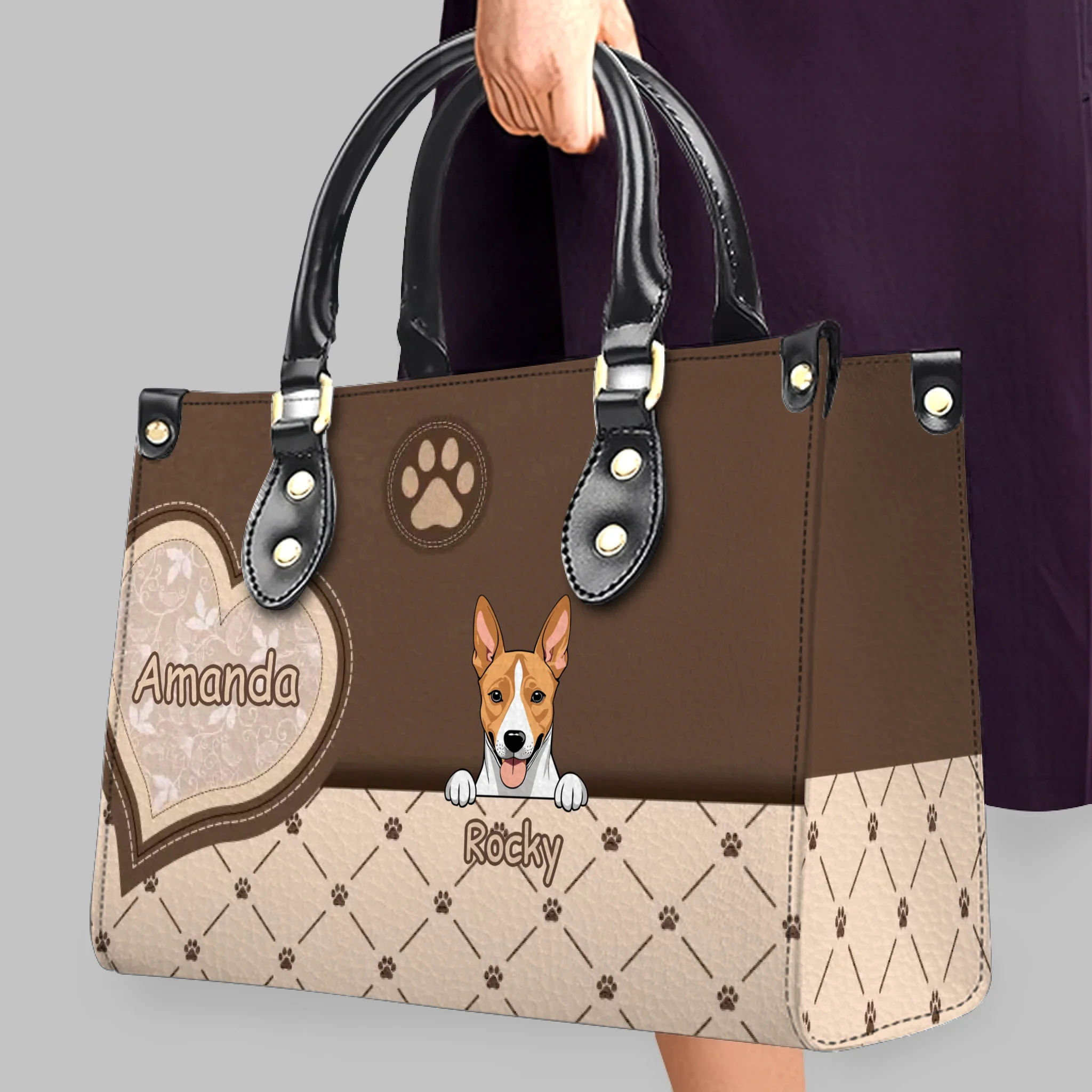 Personalized Multi-Pet Handbag with Custom Names and Illustrations - 89Prints