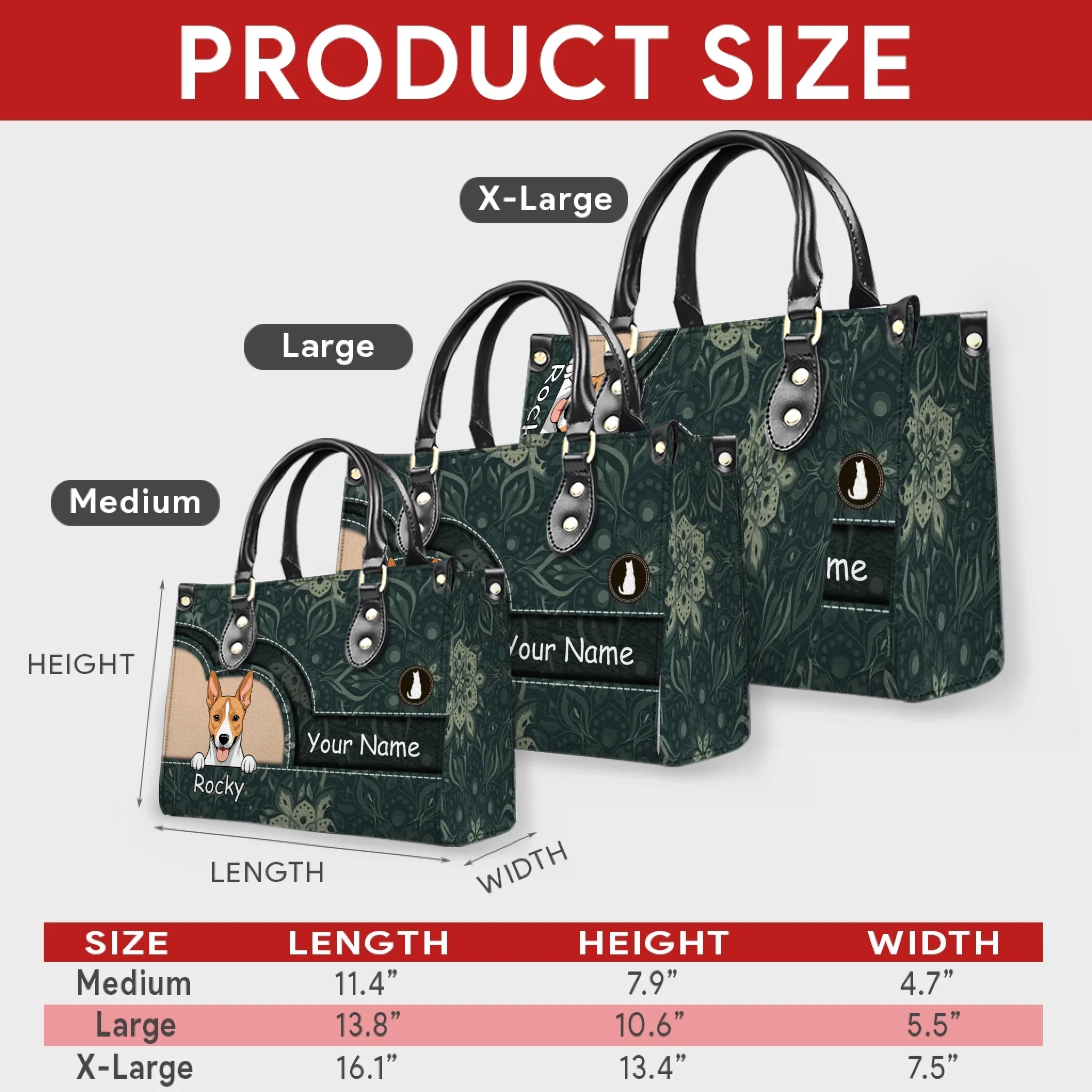 Personalized Pet Art Handbag with Custom Names and Multi Pet Illustrations - 89Prints