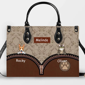 Personalized Multi-Pet Handbag with Custom Names and Fur Baby Illustration - 89Prints