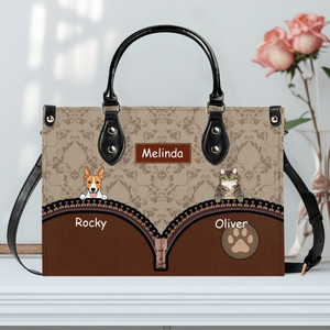 Personalized Multi-Pet Handbag with Custom Names and Fur Baby Illustration - 89Prints