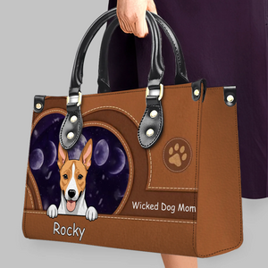 Personalized Dog Handbag For Girls – Dog Name with Leather-Style Paw Pattern Handbag For Dog Owners- 89Prints