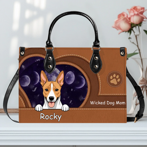 Personalized Dog Handbag For Girls – Dog Name with Leather-Style Paw Pattern Handbag For Dog Owners- 89Prints