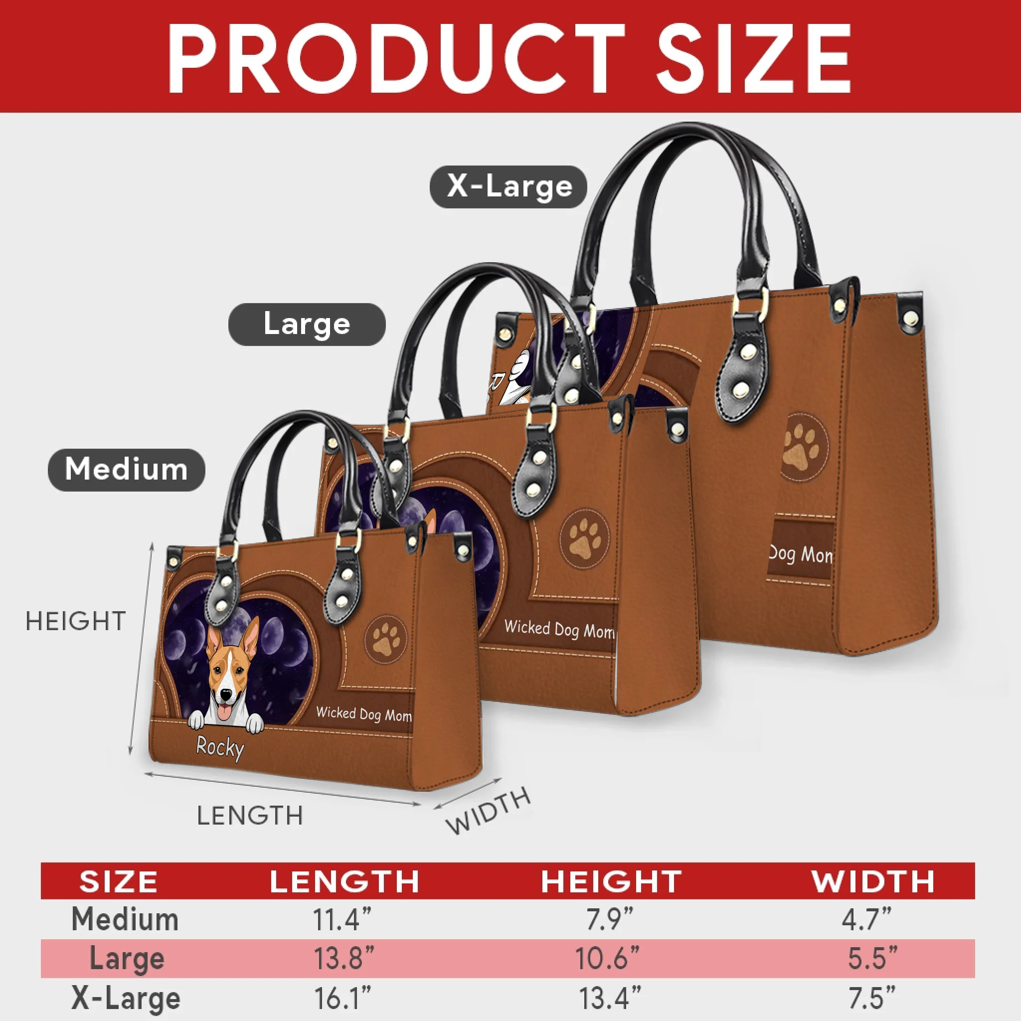 Personalized Dog Handbag For Girls – Dog Name with Leather-Style Paw Pattern Handbag For Dog Owners- 89Prints