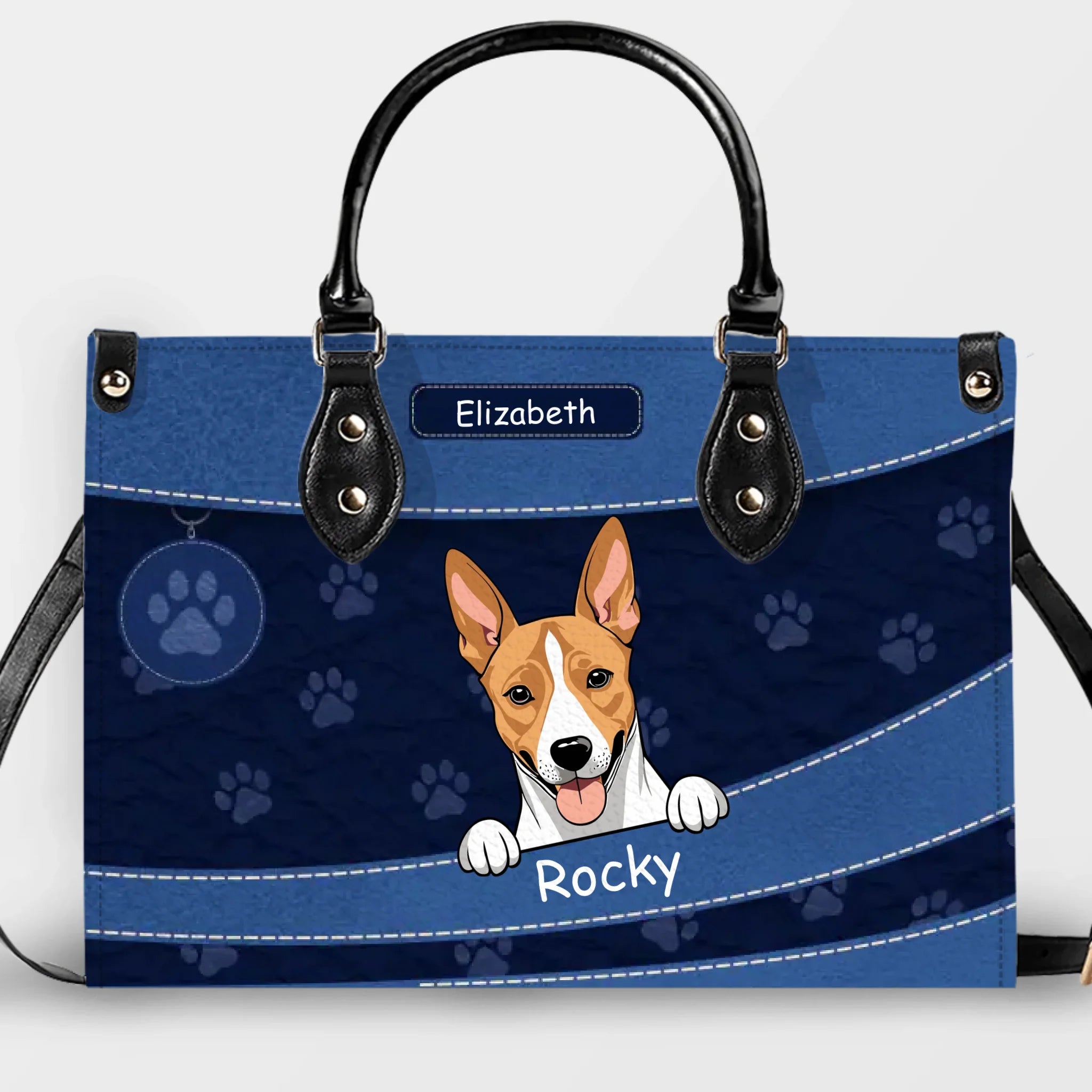 Custom Pet Handbag – Personalized Dog & Cat Names with Paw Print Pattern - 89Prints