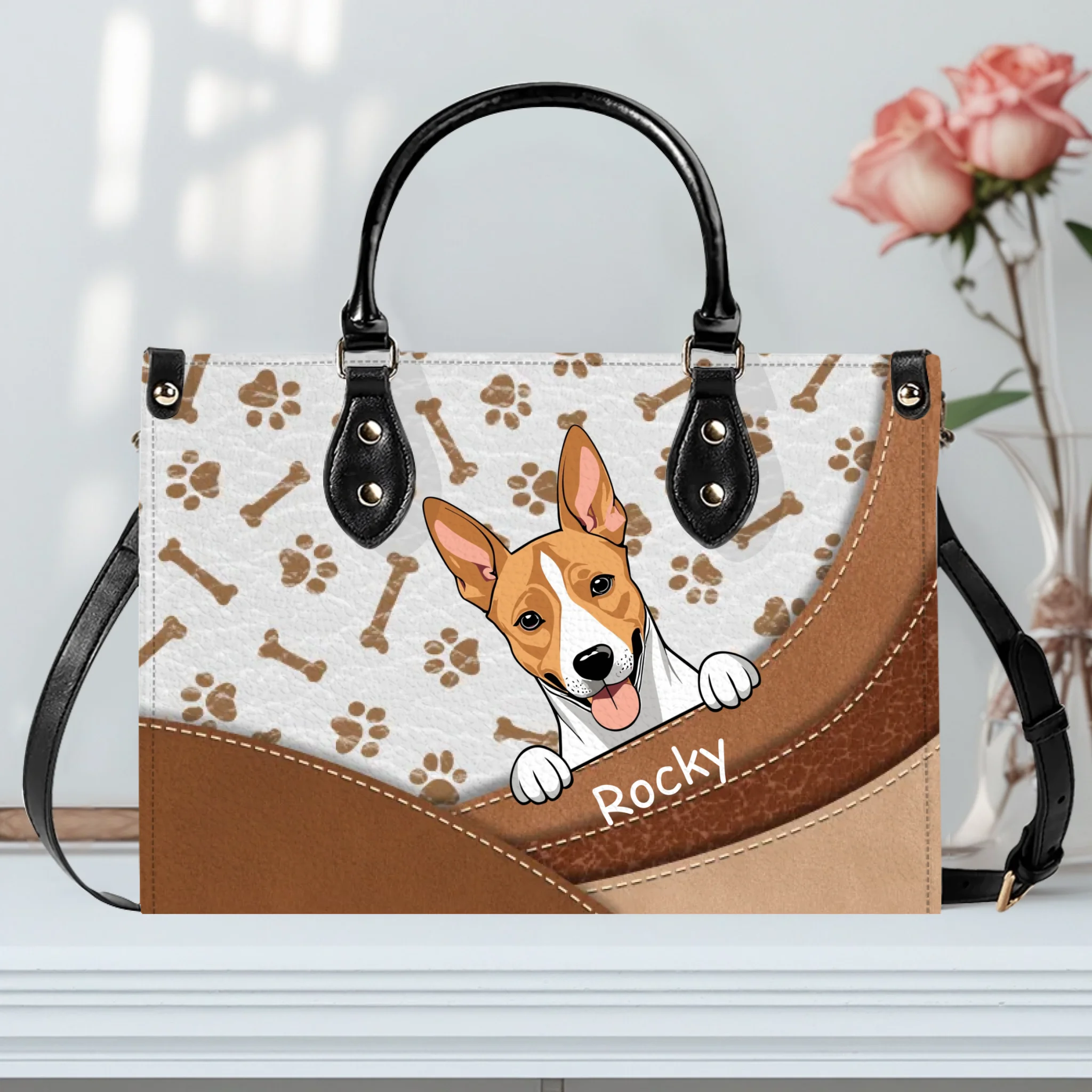 Personalized Pet Handbag – Custom Dog & Cat Names, Cute Paw Print Design - 89Prints