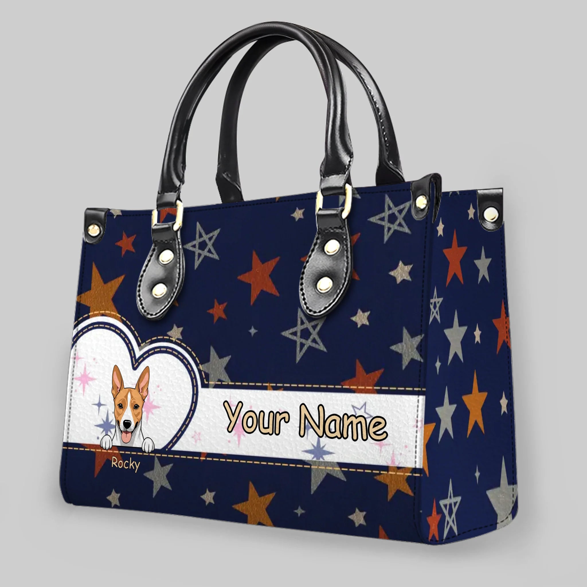 Dog Paw Print Bags For Dog Lovers - Custom Basenji Dog Star Pattern HandBag – 89Prints