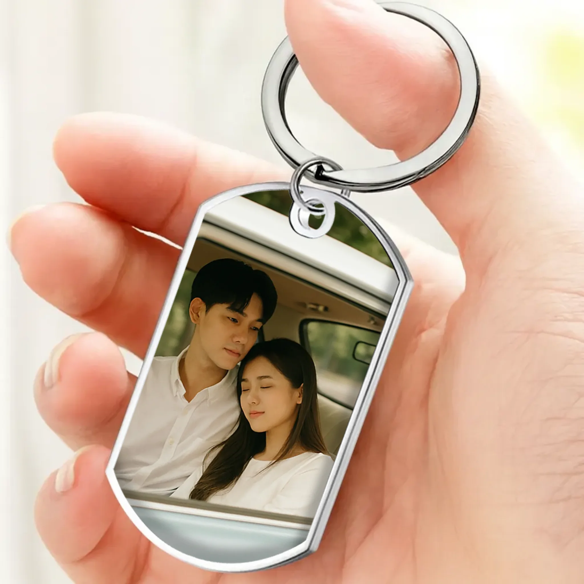 Custom Couple's Keepsake Keychain – Personalize with Your Photo, Names, and Special Words - 89Prints