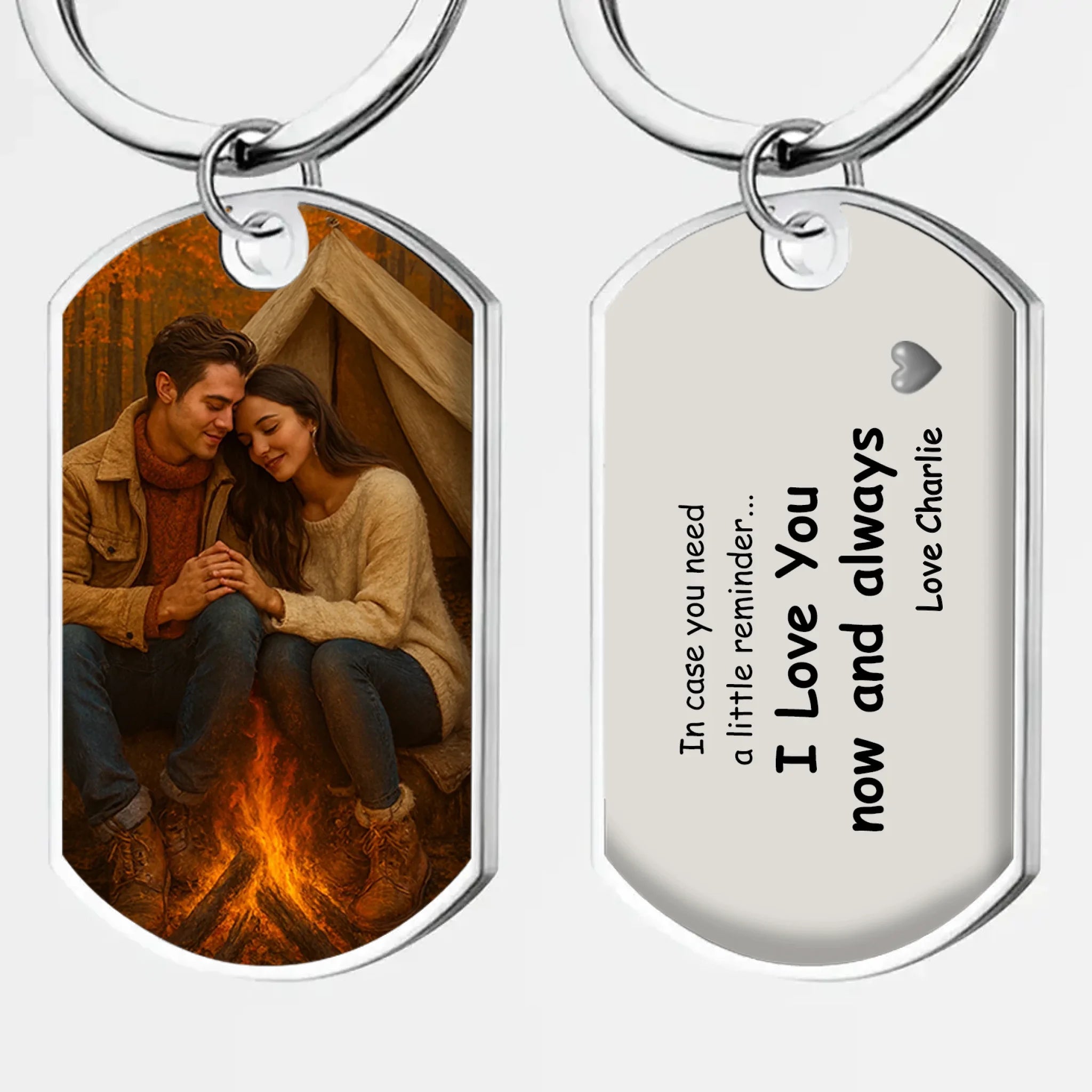 Love Message Couple Keychain – Personalized Photo & Name Keepsake - 89Prints