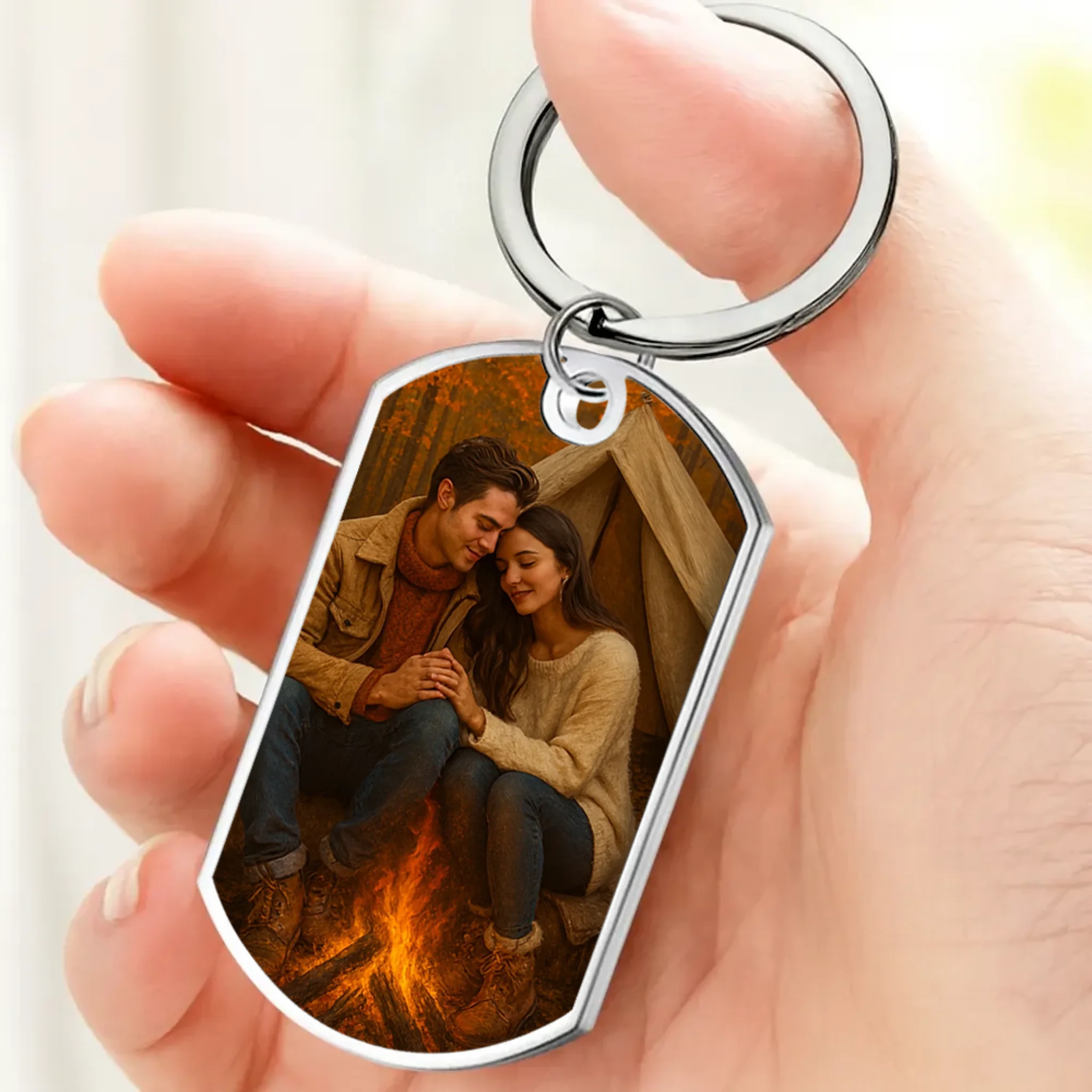 Love Message Couple Keychain – Personalized Photo & Name Keepsake - 89Prints